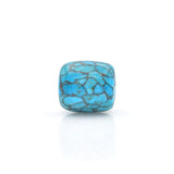 American-Mined Natural Turquoise Mosaic Loose Bead 16mmx17mm Drum Shape