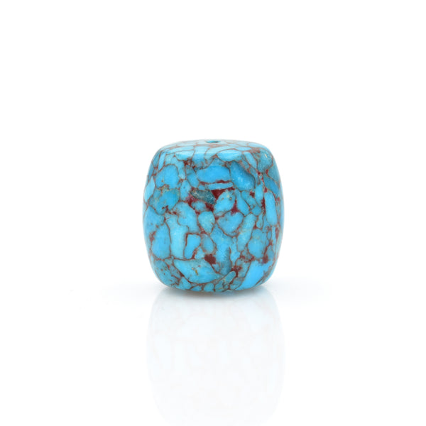 American-Mined Natural Turquoise Mosaic Loose Bead 22mmx22mm Drum Shape