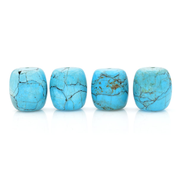 American-Mined Natural Turquoise Mosaic Loose Bead 21mmx23mm Drum Shape