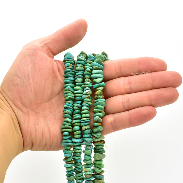 Genuine Natural American Turquoise Chip Bead 16 inch Strand (7x9mm)