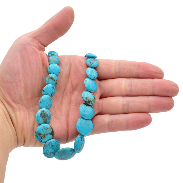 Genuine Natural American Turquoise Graduated Disc Bead 16 inch Strand (6-20mm)