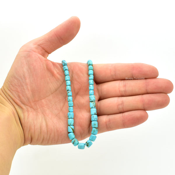 Genuine Natural American Turquoise Graduated Drum Bead 16 inch Strand (3x4mm-6x7mm)