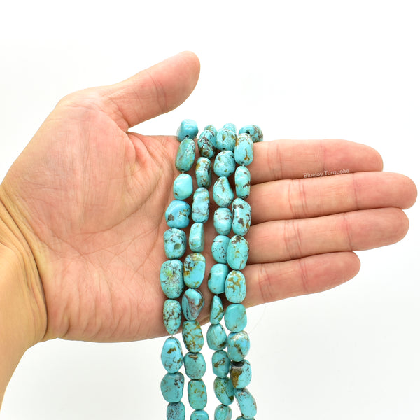 Genuine Natural American Turquoise Nugget Bead 16 inch Strand (10x12mm)