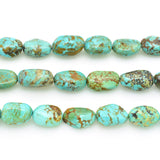 Genuine Natural American Turquoise Nugget Bead 16 inch Strand (10x18mm)
