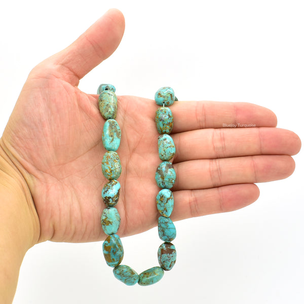Genuine Natural American Turquoise Nugget Bead 16 inch Strand (10x18mm)