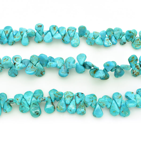 Genuine Natural American Turquoise Teardrop Bead 16 inch Strand(7x11mm)