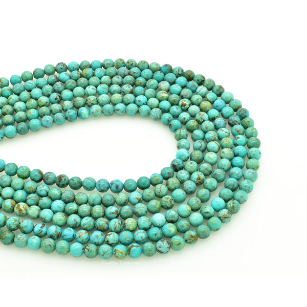 Genuine Natural American Turquoise Round Bead 16 inch Strand (4mm)