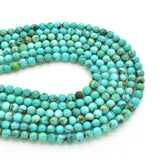 Genuine Natural American Turquoise Round Bead 16 inch Strand (5mm)