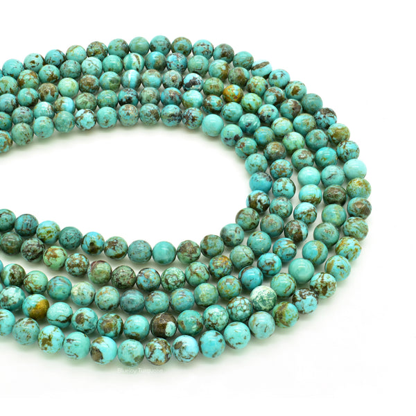 Genuine Natural American Turquoise Round Bead 16 inch Strand (6mm)
