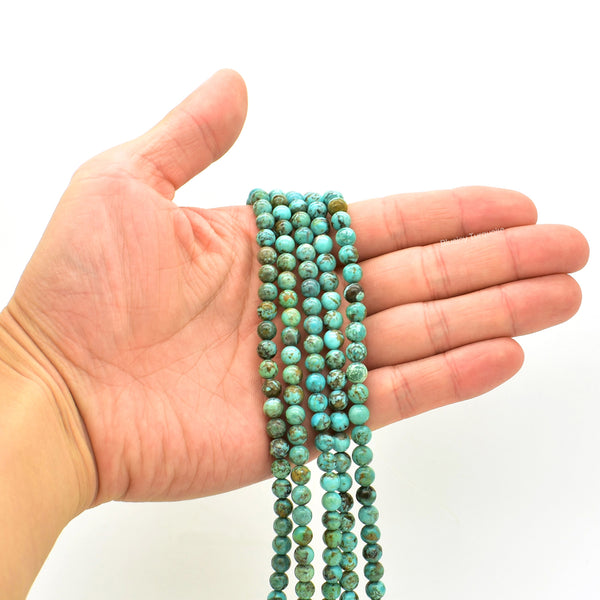 Genuine Natural American Turquoise Round Bead 16 inch Strand (6mm)