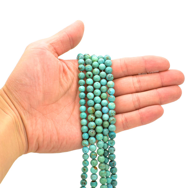 Genuine Natural American Turquoise Round Bead 16 inch Strand (7mm)