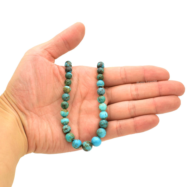 Genuine Natural American Turquoise Round Bead 16 inch Strand (4-10mm)