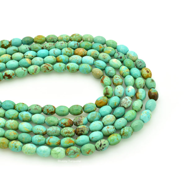Genuine Natural American Turquoise Barrel Bead 16 inch Strand (6x8mm)