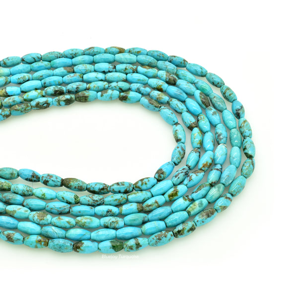 Genuine Natural American Turquoise Barrel Bead 16 inch Strand (4x8mm)