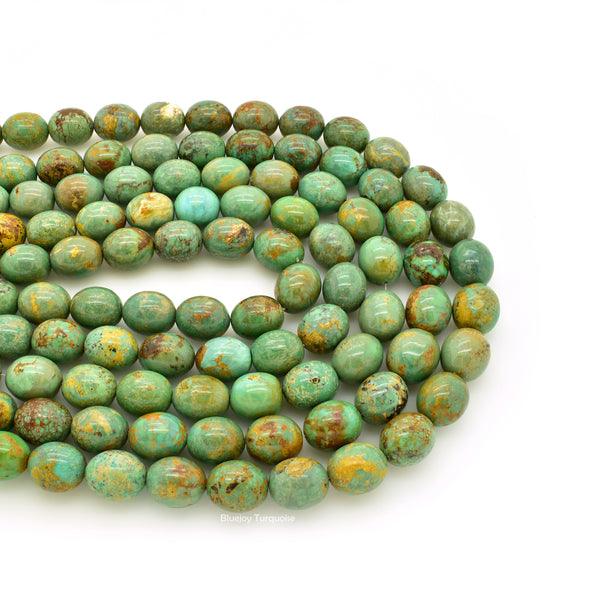 Genuine Natural American Turquoise Barrel Bead 16 inch Strand (12x14mm)