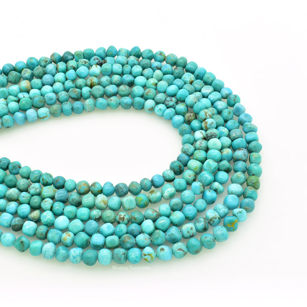Genuine Natural American Turquoise Free-Form Round Nugget Bead 16 inch Strand (4mm)
