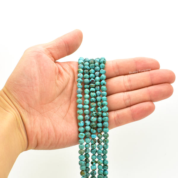 Genuine Natural American Turquoise Free-Form Round Nugget Bead 16 inch Strand (6mm)