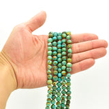 Genuine Natural American Turquoise Free-Form Round Nugget Bead 16 inch Strand (8mm)