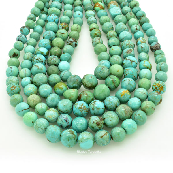 Genuine Natural American Turquoise Free-Form Graduated Round Nugget Bead 16 inch Strand (4-8mm)