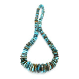 Indian-Style Natural Blue Turquoise XL Graduated Free-Form Disc Bead w/Bold Matrix 16-inch Strand
