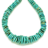 Indian-Style Natural Light-Blue Turquoise XL Graduated Free-Form Disc Bead 16-inch Strand