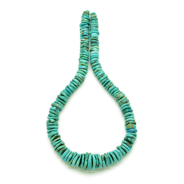 Indian-Style Natural Light-Blue Turquoise XL Graduated Free-Form Disc Bead 16-inch Strand