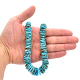 Indian-Style Natural Dark Blue Turquoise XL Graduated Free-Form Disc Bead 16-inch Strand