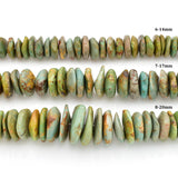 Indian-Style Natural Vintage Green Turquoise XL Graduated Free-Form Disc Bead 16-inch Strand