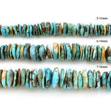 Indian-Style Natural Dark Blue-Green Turquoise XL Graduated Free-Form Disc Bead 16-inch Strand