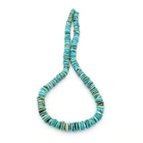 Indian-Style Natural Dark Blue-Green Turquoise XL Graduated Free-Form Disc Bead 16-inch Strand (6mm-12mm)