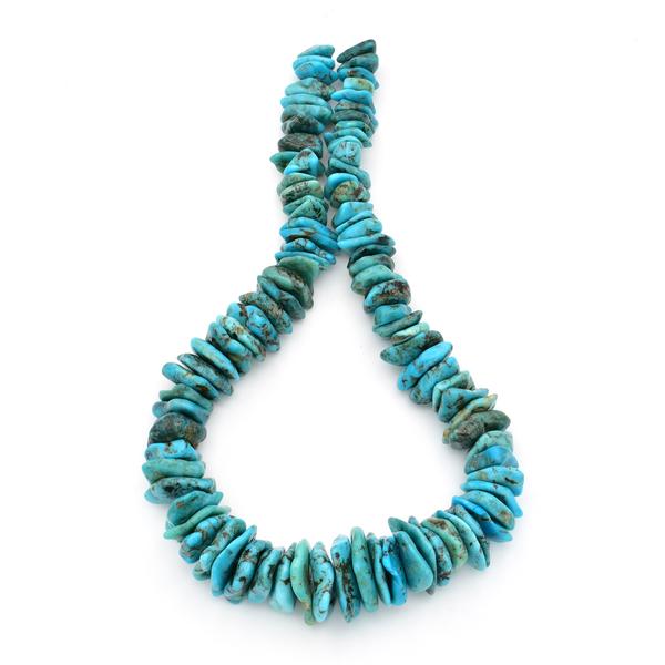 Genuine Natural Turquoise XL Graduated Raw Flats Bead 16-inch Strand