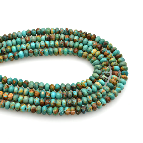 Genuine Natural American Turquoise Roundel Bead 16 inch Strand (4mm)