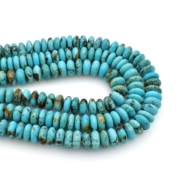 Genuine Natural American Turquoise Roundel Bead 16 inch Strand (9mm)