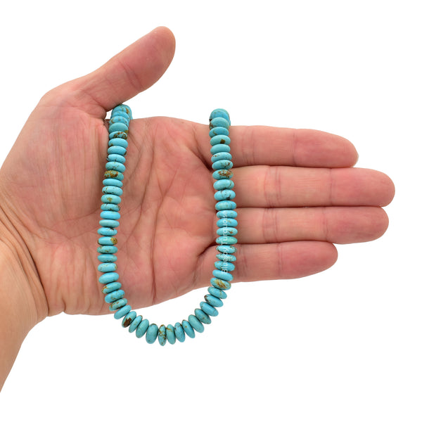 Genuine Natural American Turquoise Roundel Bead 16 inch Strand (9mm)
