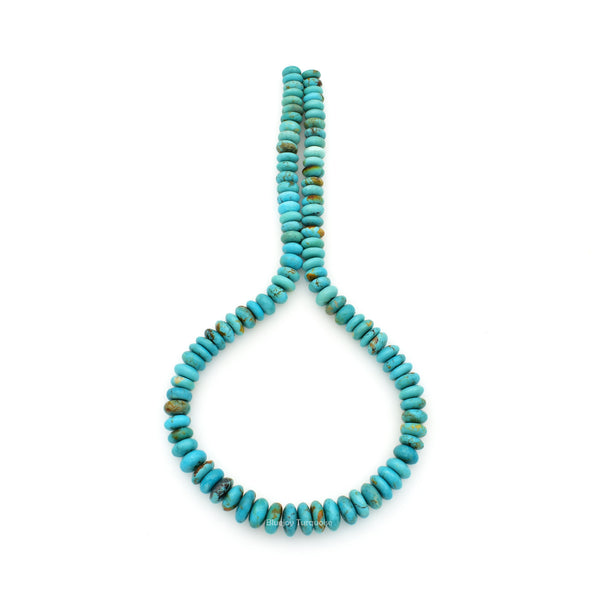 Genuine Natural American Turquoise Graduated Roundel Bead 16 inch Strand (7mm-11mm)