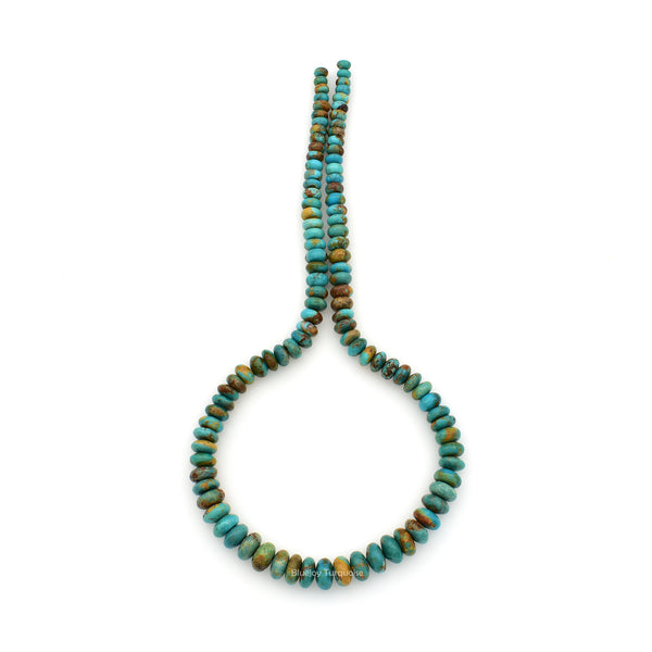 Genuine Natural American Turquoise Graduated Roundel Bead 16 inch Strand (4mm-9mm)