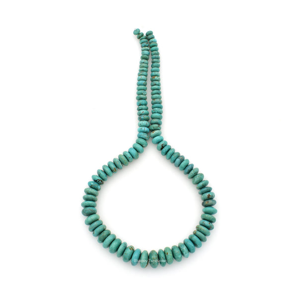 Genuine Natural American Turquoise Graduated Roundel Bead 16 inch Strand (5mm-12mm)